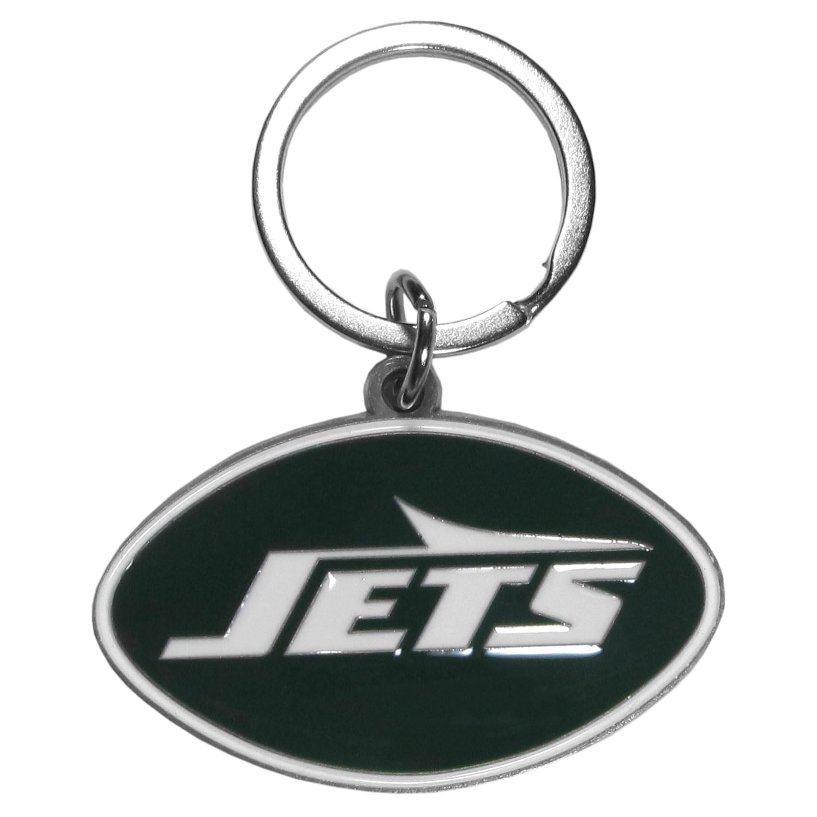 Siskiyou NFL Sports Fan Shop New York Jets Chrome & Enameled Key Chain One Size Team Colors, Black