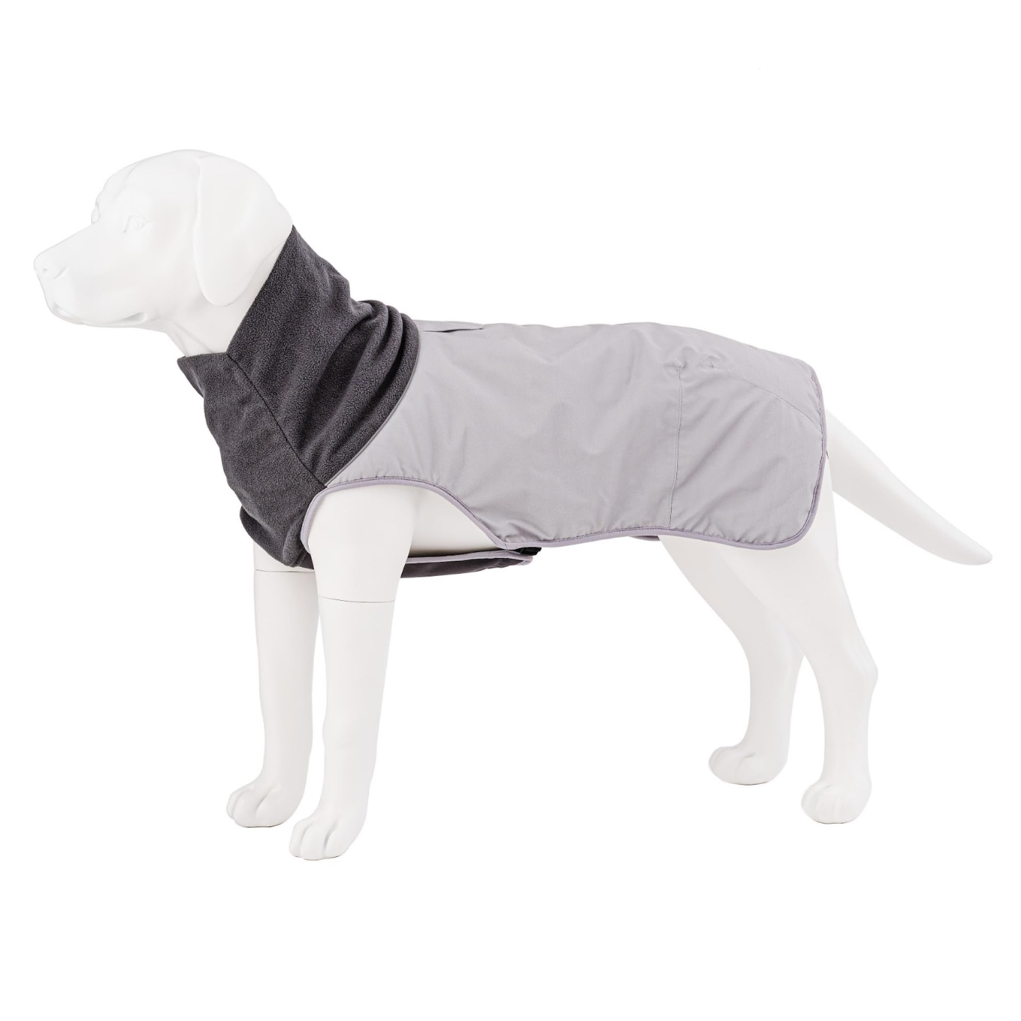 HUGO & HUDSON Dog Winter Jacket Warm Fleece Thermal Pet Coat Windproof Coat Lead Hole, Grey, M50