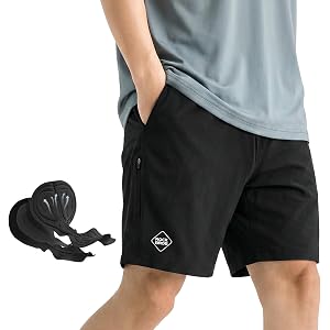 ROCKBROS Padded Bike Shorts for Men Women Breathable Casual Pockets Cycling | Adjustable Waist Drawstring,Hidden Zipper Pocke