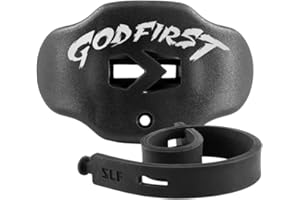SLEEFS Football Mouth Guard - Youth Mouthguard with Strap - Lip/Teeth Protector Mouthpiece - No Boil - for Youth/Adults, Maximum Air Flow, for All Sports - God First in Black