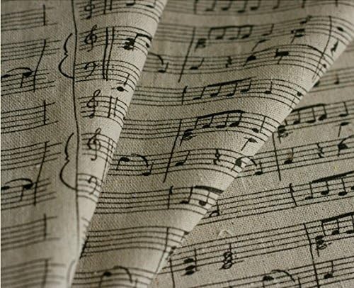 Music Note Linen Cotton Fabric Print By the Yard (3 yards)