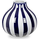 Hollyone Blue and White Vase Porcelain Vases Stripe Small Chinoiserie Vase Classic Ceramic Chinese Floral Vases for Bedroom Living Room Console Table Accent Shelf Tabletop Decor