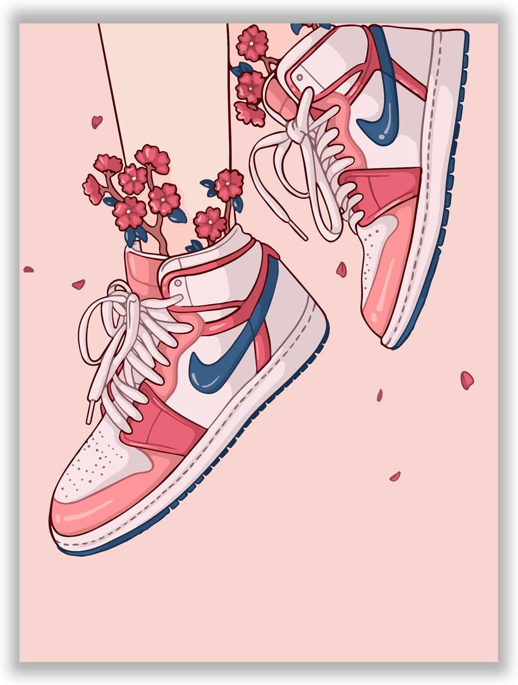 Wall Décor - Hypebeast Girly Pink Sneaker Poster – (12x16 Inch) Unframed – AJ Wall Art, Room Decor, Indie Poster, Air Gym Shoes Shoebox Collection Aesthetic Cool Posters for Teen Girls Bedroom, Dorm Wall Decor by LIYA Design Prints