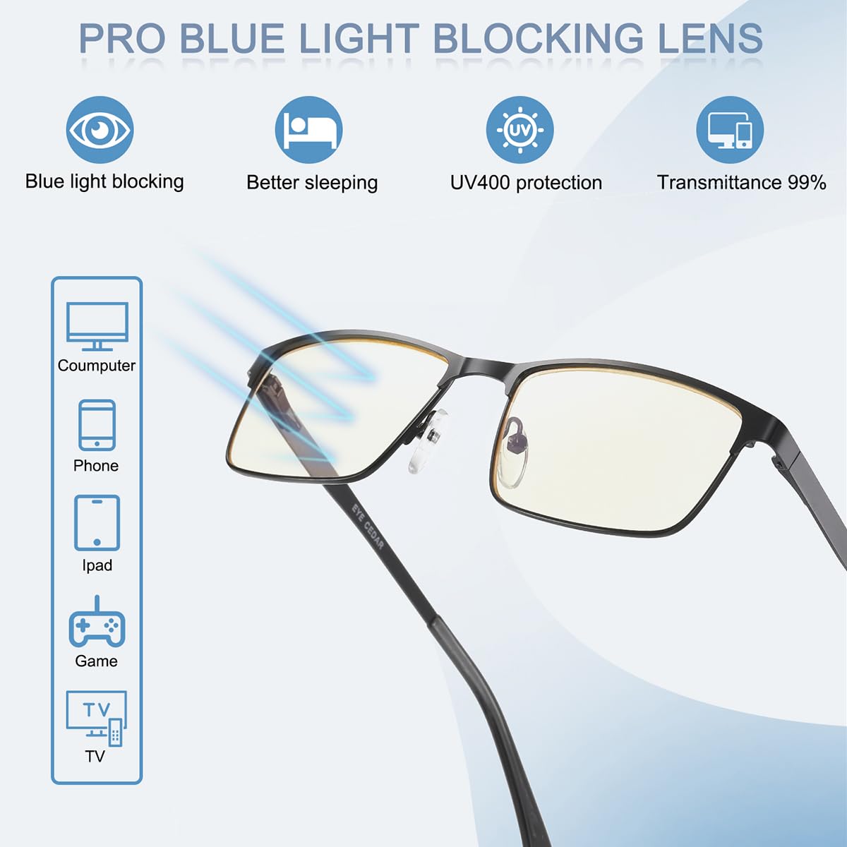 EYECEDAR 5-Pack Reading Glasses for Men Metal Frame Spring Hinges with Computer Readers 1.00