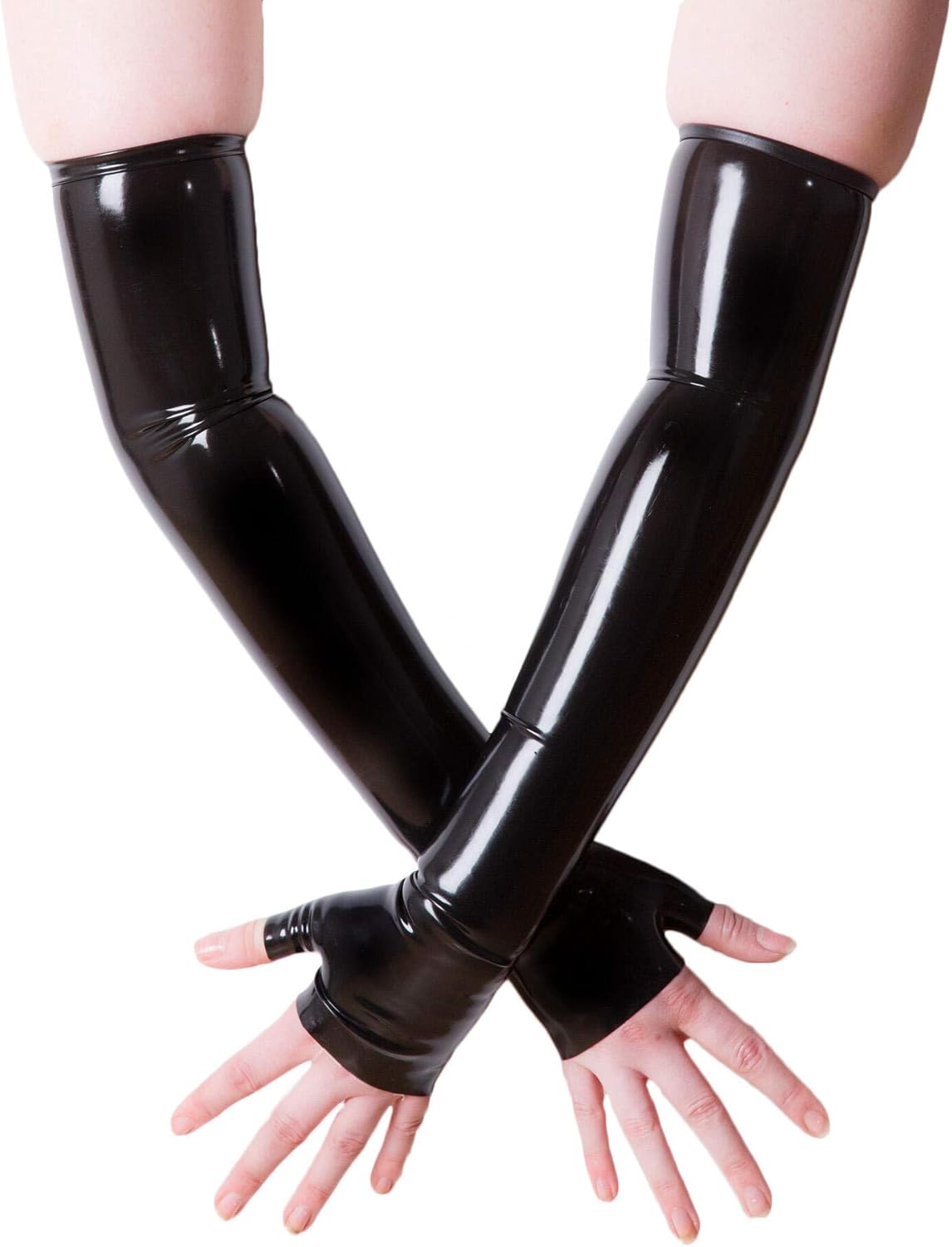 Seamless Fingerless Latex Gloves Black M Amazon.co.uk Clothing