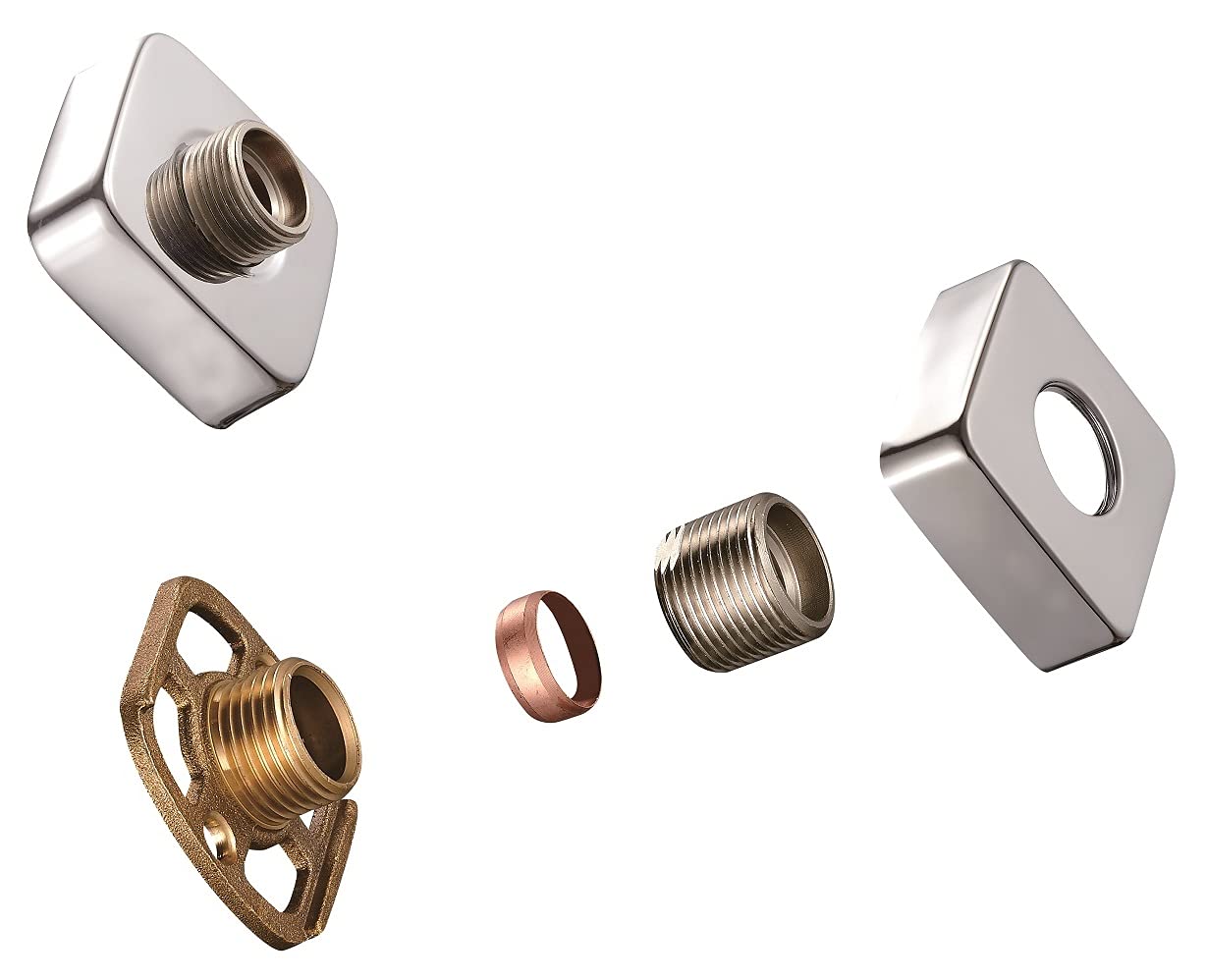 KINGBATH™ Bar Valve Fixing Kits Brackets with Square SS Chrome Cover Shrouds Escutcheons 3/4” Inch Connections BSP 15mm Wall Mounted Fast Fix Kit Bracket for Thermostatic Shower Bar Valve Mixer Tap