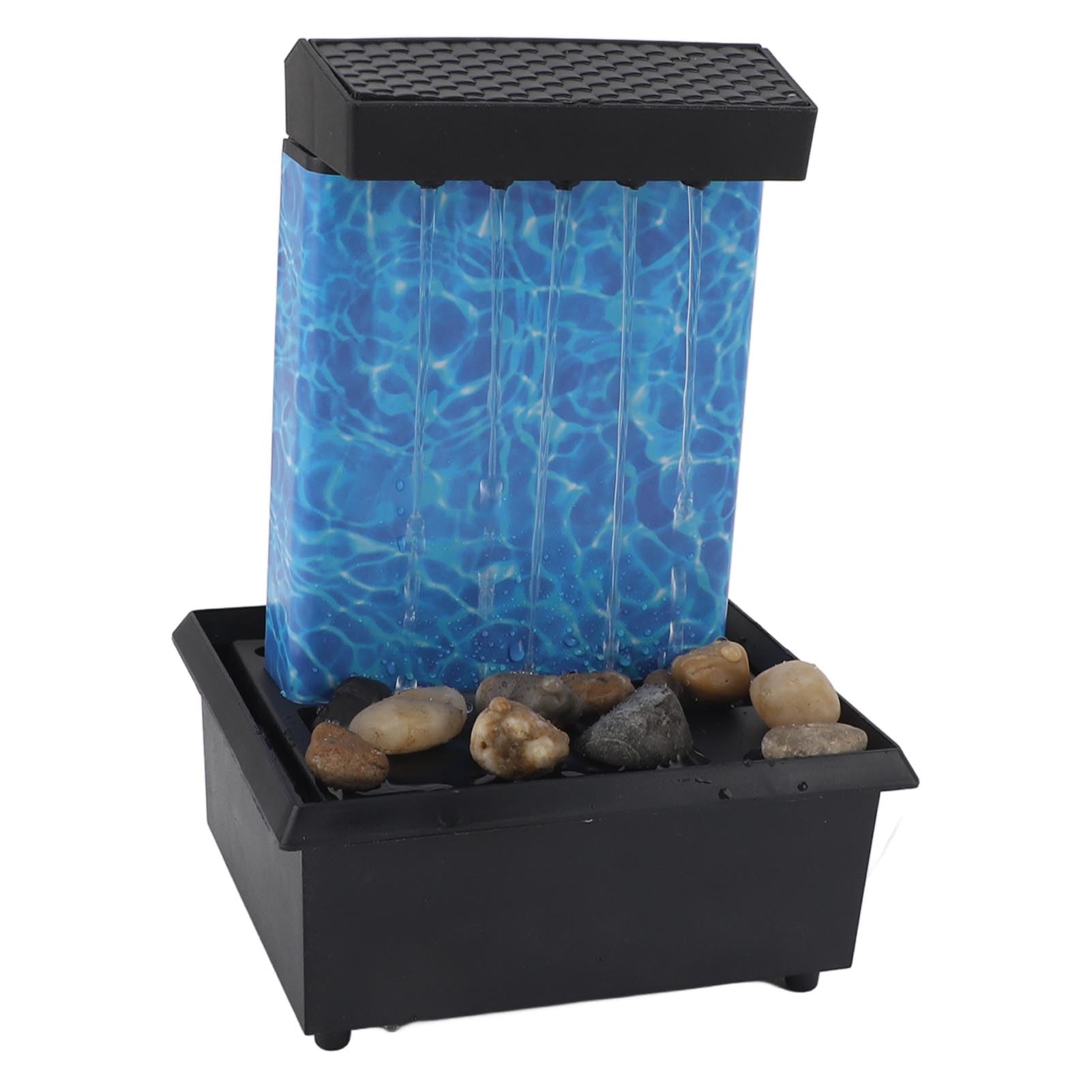 Water Fountains Indoor, Lighted Waterfall Tabletop Fountain, Waterfall Light Show Tabletop Water Fountain, Desktop USB Small Tiered Water Fountain with Irregular Stones for Office