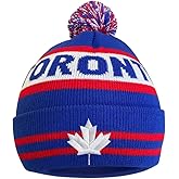 Cayyon Canada City Sport Maple Leaf Embroidery Classic Pom Cuff Toronto Beanie Hat Cuffed Winter Soft Beanie Knit Pom Hat Cap Blue