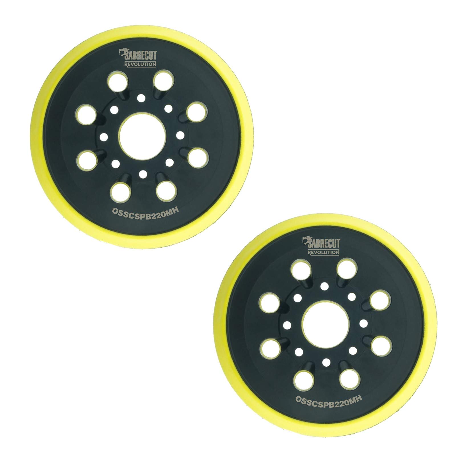 2 x SabreCut OSSCSPB220MH_2 125mm Medium Hard 8 Hole Random Orbital Sander Hook and Loop Backing Pads Compatible with Bosch GEX125 PEX220 Skil 7402 7490