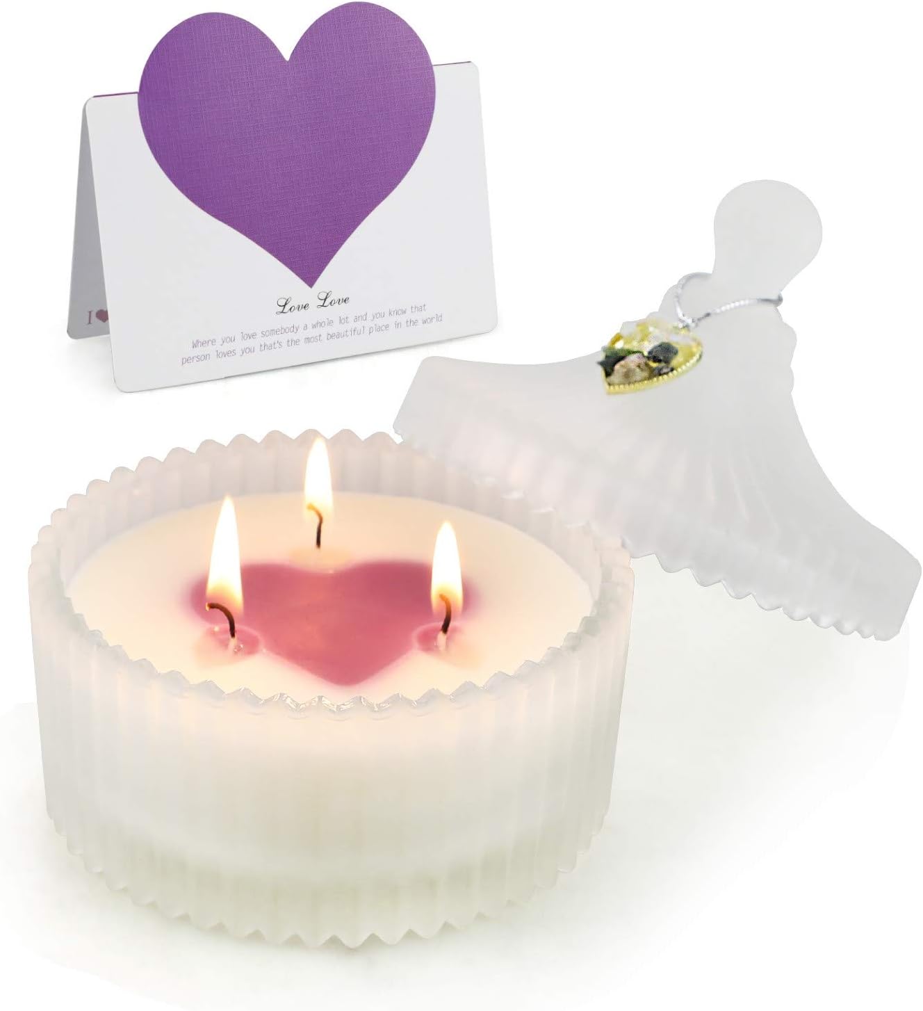 Valentine's day Candles gift, Love Shaped 3 Wick Soy Wax Romantic
