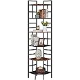 HOMISSUE Corner Shelf, 6 Tier Tall Corner Bookshelf 76.9", Industrial Corner Shelf Stand, Display Corner Shelving Unit with Storage for Home Office Living Room and Bedroom, Brown