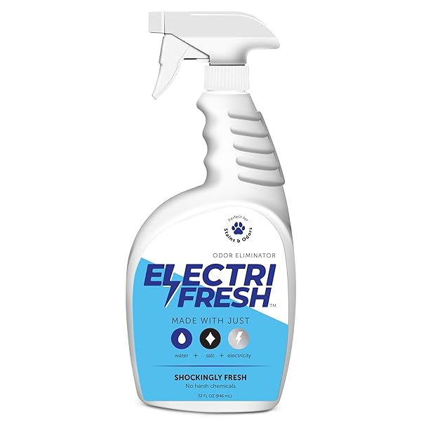 ELECTRIFRESH ODOR ELIMINATOR, 32OZ SPRAY, INSTANTLY & PERMANENTLY DISMANTLES SMELLS FROM DOGS, CATS, PET, FURNITURE, FABRIC, BATHROOM, GARBAGE, FRESHENER, DEODORIZER, ALL PURPOSE, MADE IN THE USA
