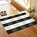 Homcomoda Buffalo Plaid Runner Rug Checkered Cotton Door Mat Hand Woven Washable Plaid Carpet Rug Runner for Hallway Front Door Farmhouse Kitchen Living Room Bedroom-24”x35(Plaid, Black and White)