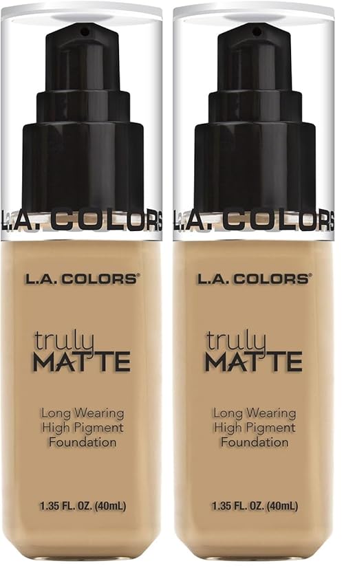 L.A. COLORS Truly Matte Foundation, Natural CLM352 (Pack of 2)