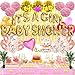 56pcs Mom's Nature Premium Girl Baby Shower Decorations for Girl Set Pink and Gold Party Supplies Oh Baby Balloon It's a Girl Banner Mom to Be Sash Flower Paper Pom Pom Table Decoration Gold Backdrop