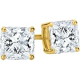 Houston Diamond District 1 to 8 Carat IGI Certified LAB-GROWN Princess Cut Diamond Earrings 4 Prong Screw Back Premium Collection for Women (H-I Color, VS1-VS2 Clarity)