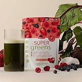 SPRIGS Daily Super Greens Powder Berry Blast | Daily Nutrition Drink with 40 Plus Superfoods Probiotics Fiber Enzymes | Vitamins Minerals for Energy Brain Body Support Low Sugar Greens Powder, 9.5 Oz
