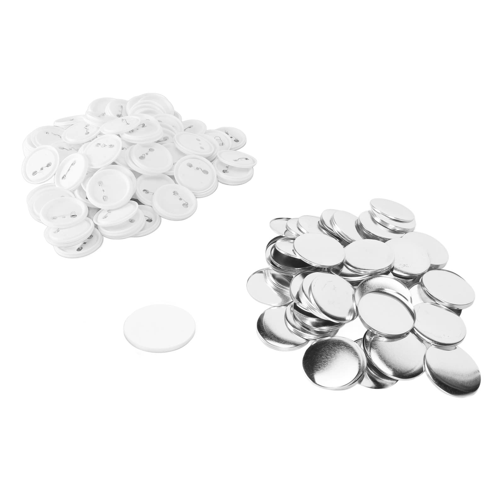 Machine A Badge, 58MM Badge Maker Pin Back Button Parts Button Making Supplies 100 Sets Blank Button Badge Set Round Shape Sturdy Tinplate for Handcraft Badge Making Kit Badge Pins