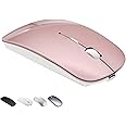 Bluetooth Wireless Mouse for MacBook Air Mac Pro Laptop Computer iPad Pad PC Laser Optical Rechargeable Mini Slim Silent Mouse Widely Used Desktop Hp iMac (Rose Gold)