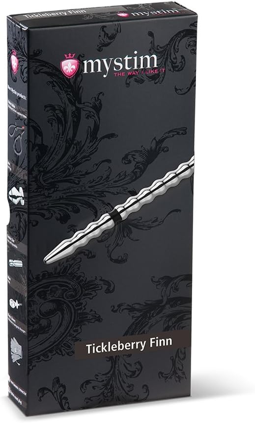 Mystim Tickleberry Finn Medical Aluminium E-Stim Urethral Sound Ribbed, 8 mm, Silver - Image 4