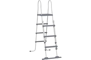 Outsunny 70" Above Ground Pool Ladder, A-Frame Swimming Pool Stairs with Top Platform, Non-Slip Steps and Rounded Handrails f