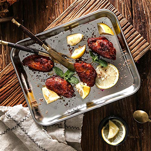 Toaster Oven Tray Pan, 3PCS Small Cookie Sheet Stainless Steel Baking Trays by BYkooc, Dishwasher Safe Oven Pans,Heavy Duty, Mirror Finish, Anti-rust,10&9&9 inch