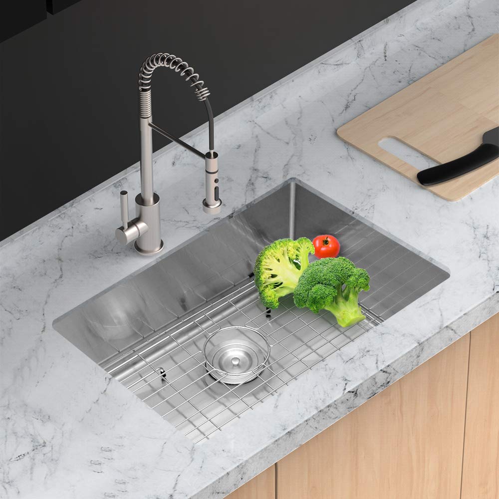 Lordear LU2818R1 28 Inch Undermount Deep Single Bowl 16 Gauge R10 Tight Radius Stainless Steel Kitchen Sink