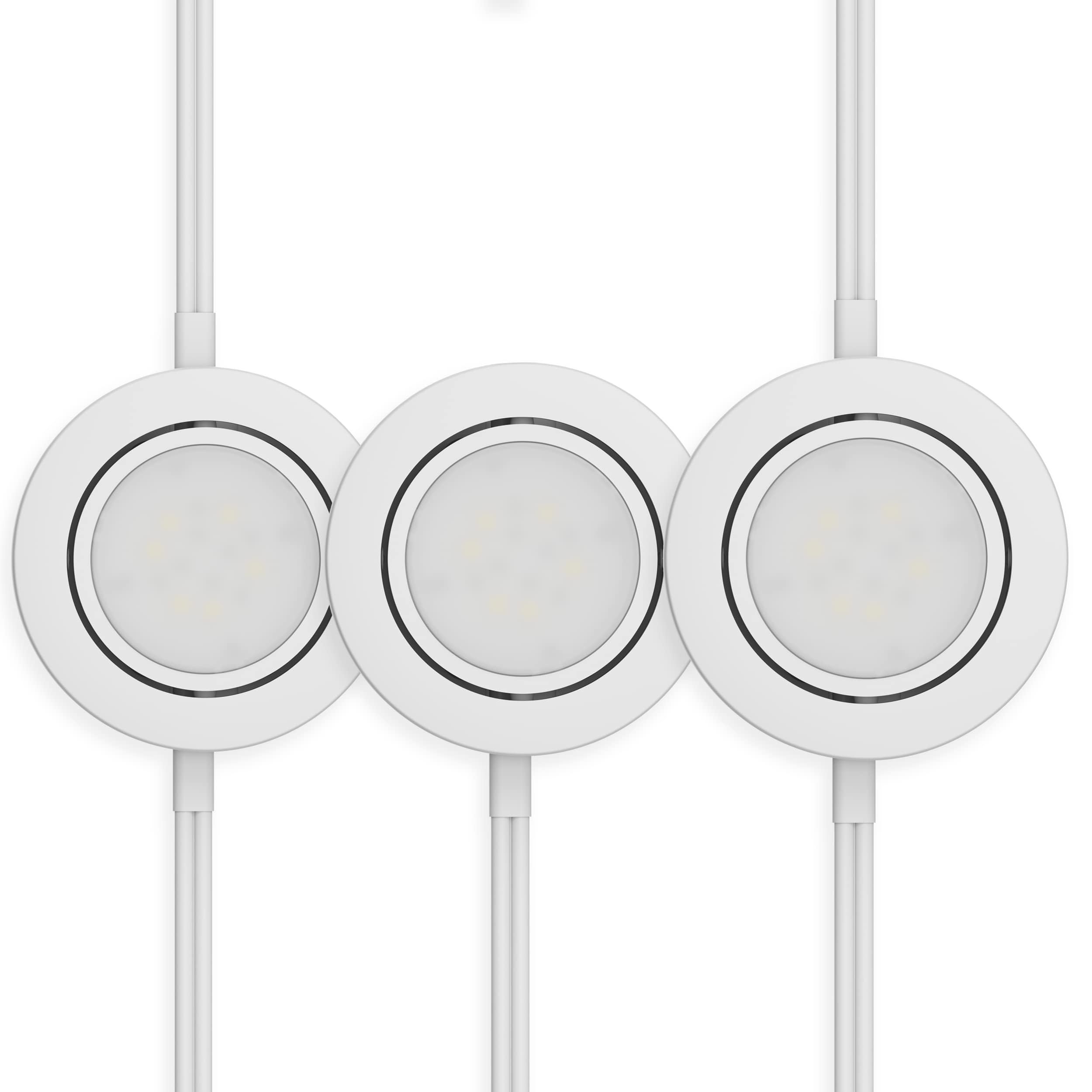 Photo 1 of Getinlight LED Puck Lights 3-Pack, 2.75" Metal Housing, Wall-Dimmer Compatible, 2700K Warm White, White Finish, Plug-in or Hardwired, ETL Listed, IN-0107-3