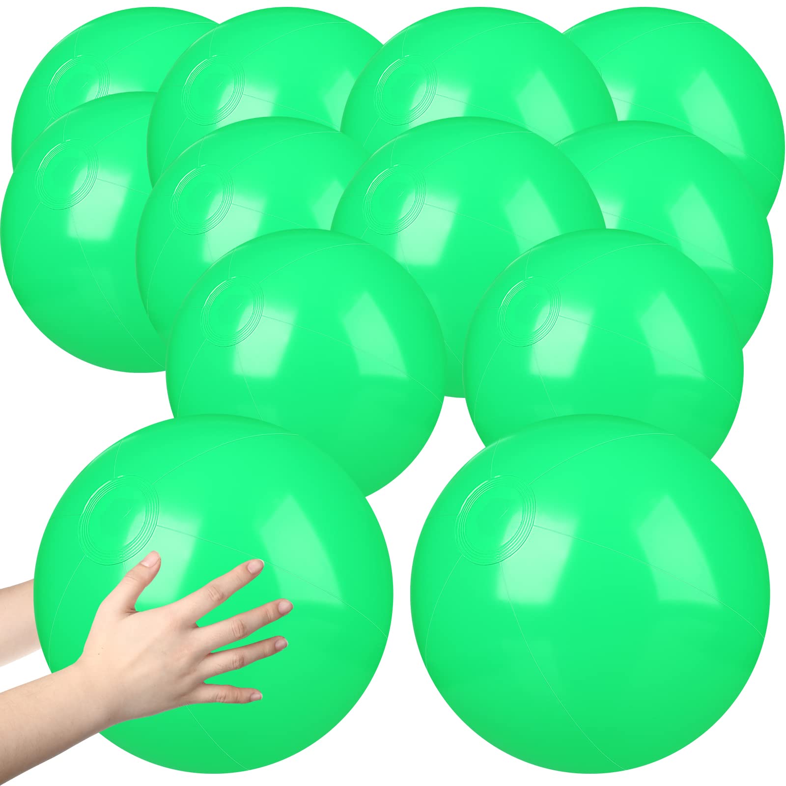 Photo 1 of Raiten 12 Pcs Beach Ball Inflatable Beach Balls Large Inflatable Ball Floating Ball for Swimming Pool Party Favors Outdoor Activities Summer Birthday Party Supplies (Green,12 Inch)