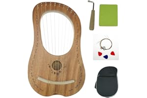 OCARINAWIND "OW" Lyre Harp 10 Metal String Wooden Saddle Mahogany Lye Harp with Tuning Wrench and Lyre Harp Bag, Gift Idea
