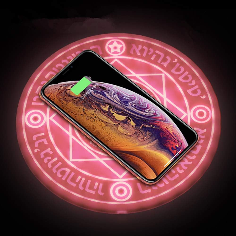 LNLN Wireless Charger Magic Array with Sound Effects,10W Fast Charging,Two-Element Charging Base, Suitable for All Smartphones That Support Qi Wireless Charging,Pink