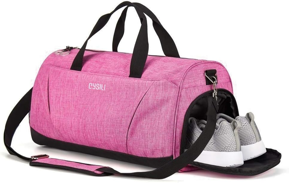 Gym Bag with Shoes Compartment and Wet Pocket,Sports Duffel Bag for Yoga/Swim,Travel Duffle Bag for Men and Women (Pink)