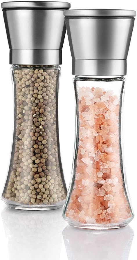 Electric Salt and Pepper Grinder Set (Silver & Transparent 2)