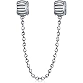 Safety Chain Clip Clasp Charm Fit for Pandora Bracelet Antique 925 Sterling Silver Lock Stopper Beads