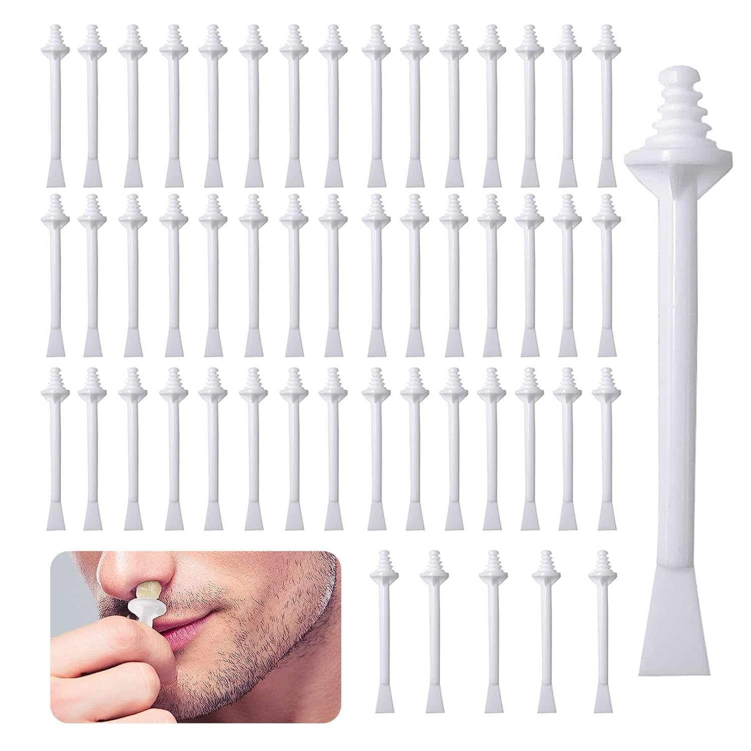 PacuM 100 Pcs Nose Wax Sticks Dual-End Nasal Wax Spatulas Waxing Strips Nostril Cleaning Removal Plastic Waxing Applicator for Nose/Eyebrow/Facial Hair Cleaning