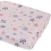 NoJo Mermaid Lagoon Pink, and Blue Sea Friends Super Soft Contoured Changing Pad Cover