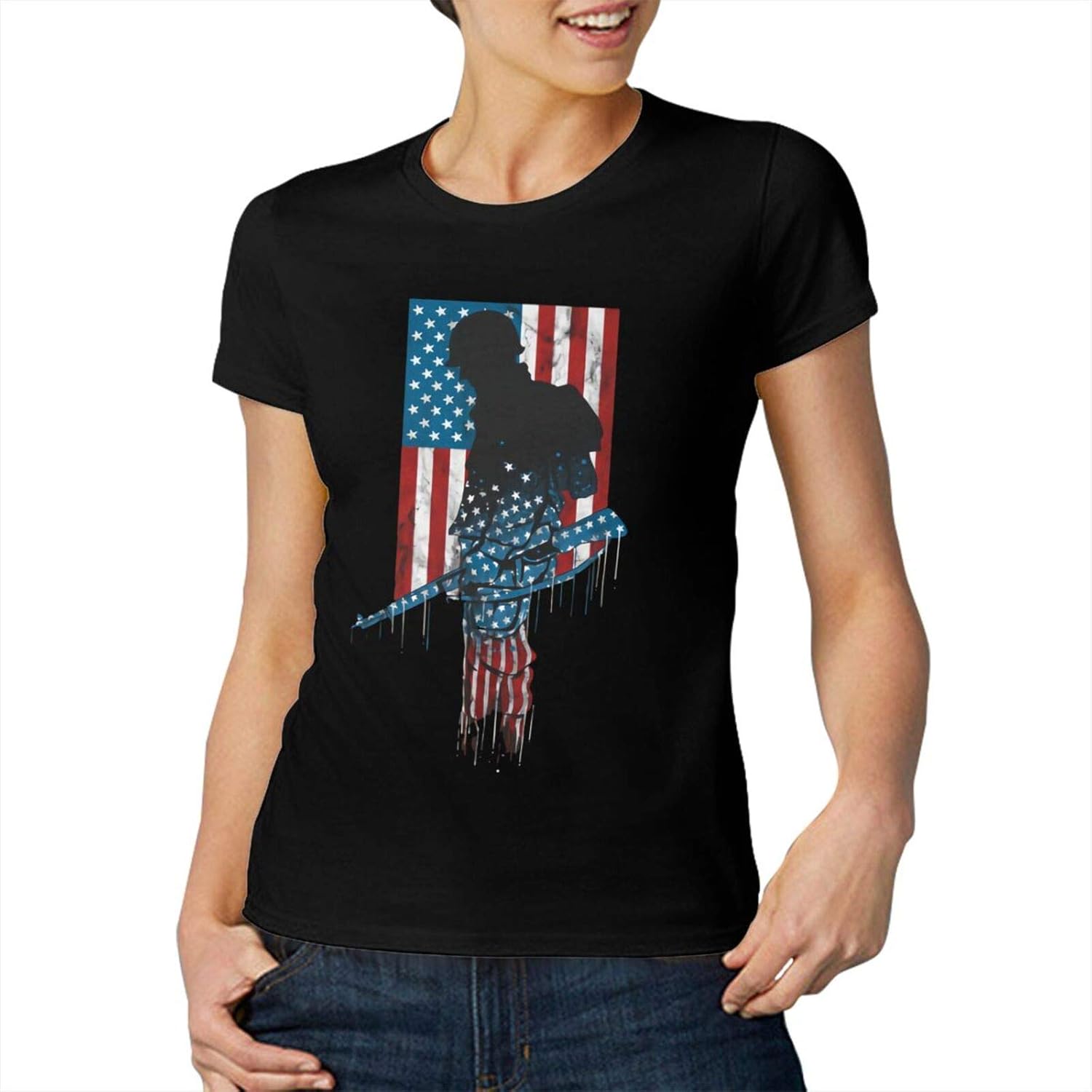 The Fourth of July Soldier Women�s Casual Tee Top Fitness