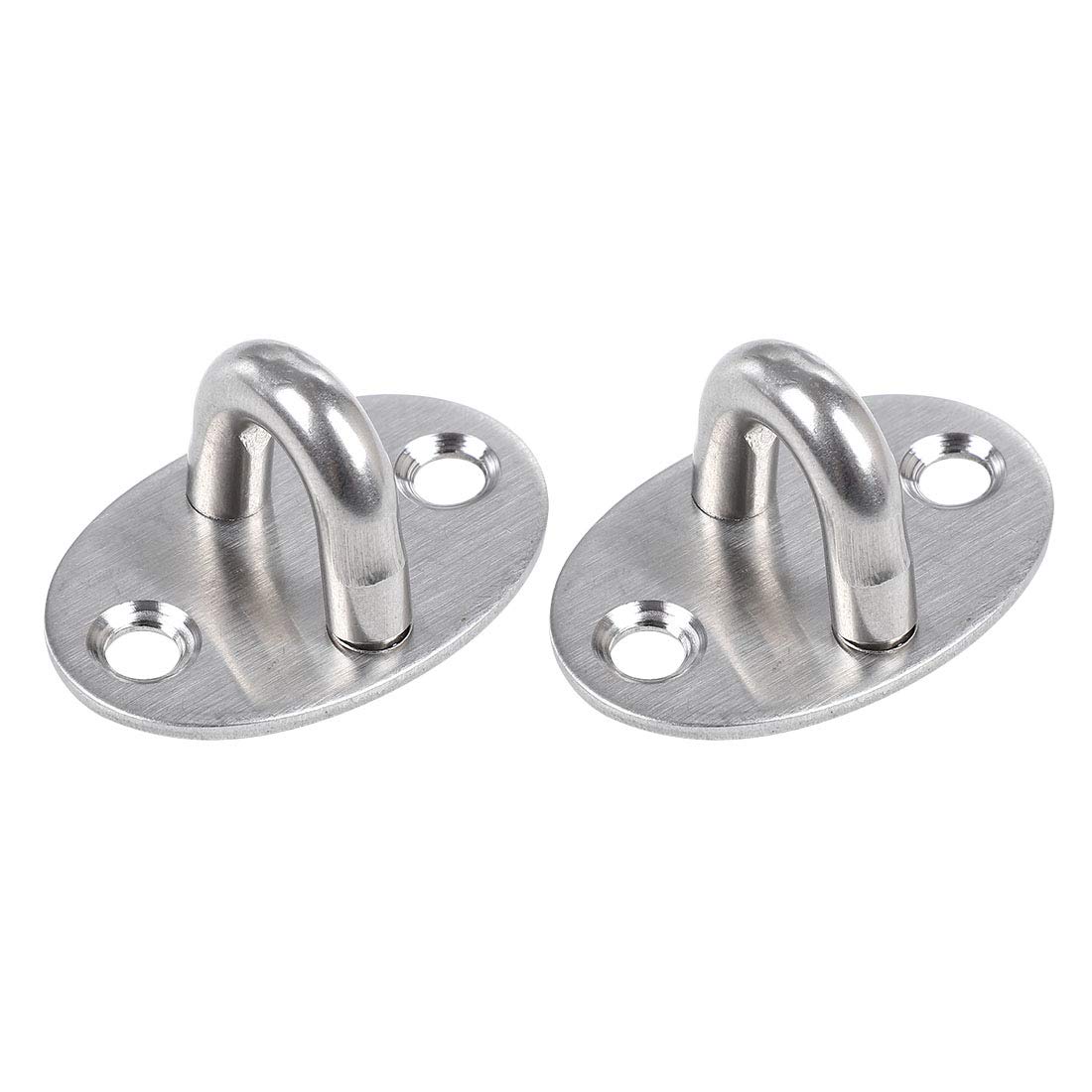 sourcing map 1.6 Inch Stainless Steel Window Door Cabinet Shed Gate Latch Lock Catch Eye Cabin Hook Plates, 2pcs
