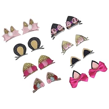 Amazon Com Frcolor 8 Pairs Cute Baby Girls Cat Ear Hair Bows
