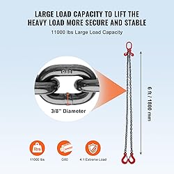 VEVOR Chain Sling, 3/8 inch x 6 ft Lifting Chains