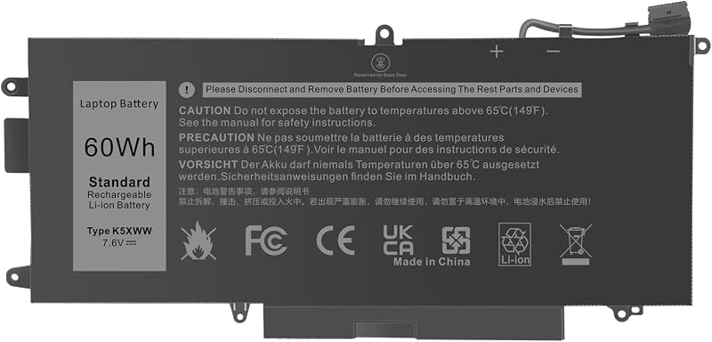 Labtec K5XWW 60Wh 7.6V Li-ion 3-Cell Battery Dell Latitude 5289 7389 7390 2-in-1