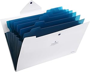 Skydue Office File Folders with 8 Pockets Letter Size Expanding Accordion Document Paper File Organizer (White)
