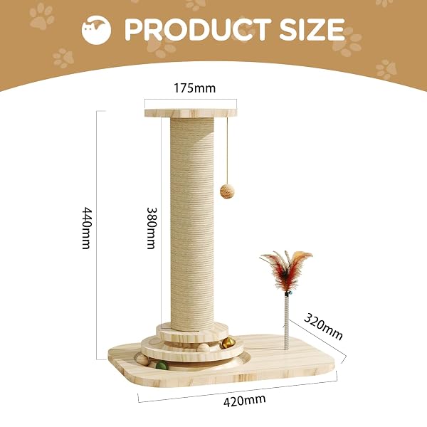 CAT SCRATCHING POST, SCRATCHING POST WITH VERTICAL SCRATCHER AND TRACKING INTERACTIVE TOY FOR KITTENS