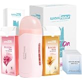 Waxfans Roll on Wax Kit, Waxing Kit for Women and Men, Wax Roller Waxing Kit for All Skin Types, Roll on Waxing Kit for Hair Removal, Wax Cartridges &amp; 50 Pcs Wax Strips（Pink）