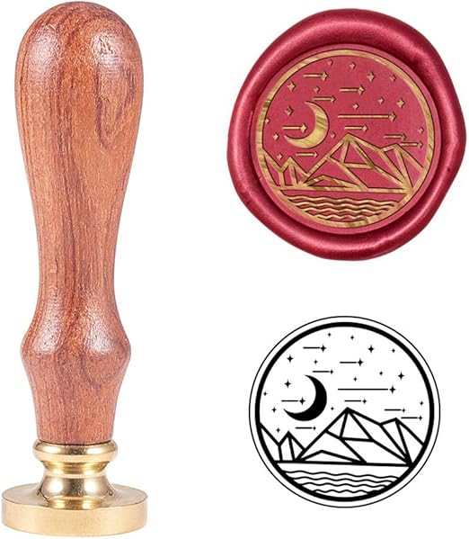 Amazon Co Jp Ph Pandahall 1個 月と山の図案 シーリングスタンプ 入れ替え シーリングワックス 木製ハンドル 真鍮 蝋封 印章 復古風 洋式の模様 手紙 レター 工芸プロジェクト パーティー招待状 Diy用 ホビー