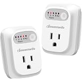 DEWENWILS Indoor 1/2/4/8 Hours Countdown Timer Outlet 2 Pack | One 3-Prong Grounded Outlet, 125V/15A/1000W Auto Shut Off, 1/3 HP, for Lamp, Fan, Aquarium, Decorations, Reptile Tanks