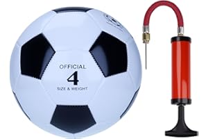 NiuXTool Classic Black & White Soccer Ball with Pump - Machine Stitched PU Leather - Durable Training & Match Ball - Sizes 3, 4, & 5 for Kids & Adults