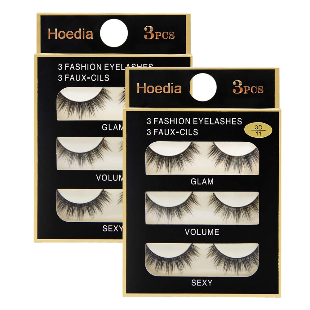 Hoedia Natural Fake Eyelashes 6 Pairs 3D Faux Fakes