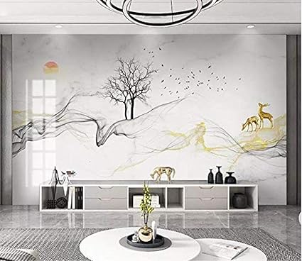 Carta Da Parati 3d Paesaggio Marmo Bianco Minimalista Cinese