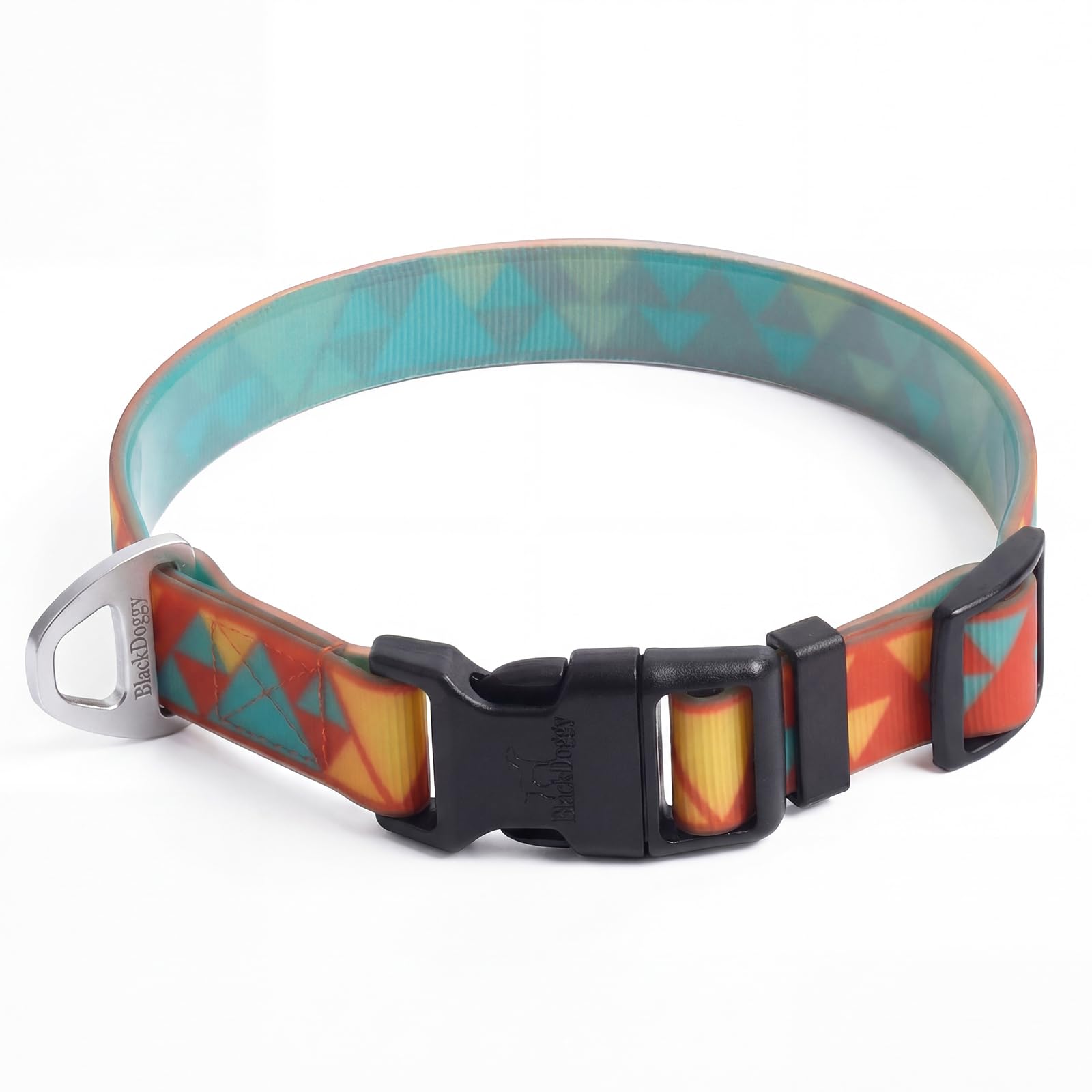 BlackDoggy Waterproof & Odor-Resistant Dog Collar, Heavy-Duty D-Ring & Adjustable Fit, Pet Collar for Small, Medium and Large Dogs (Medium, Green and Orange)